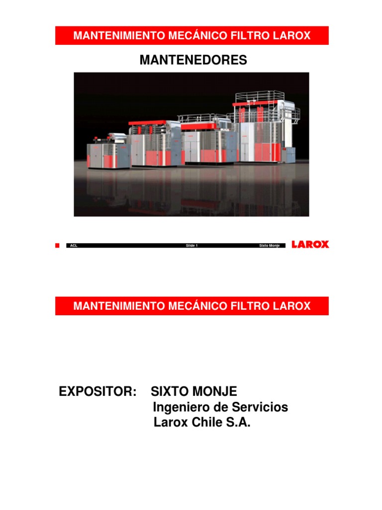 Mantenimiento del Filtro Larox | PDF | Filtración | Ingeniería mecánica
