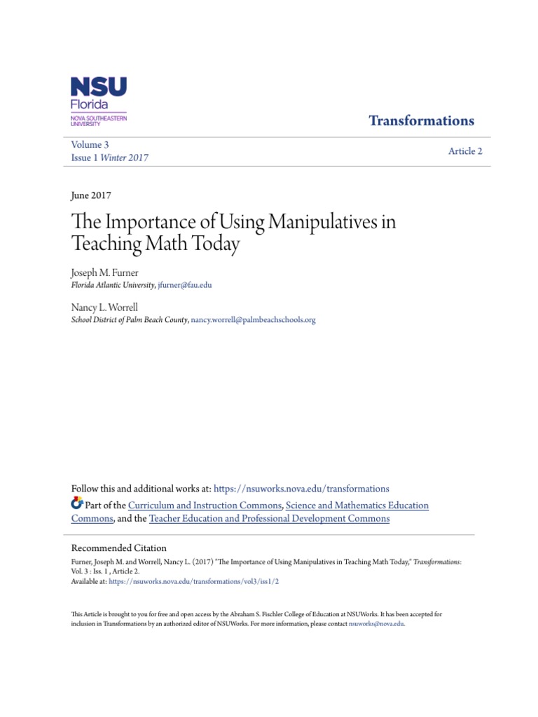 Importance of Manipulatives in Math Teaching | PDF | Teachers ...