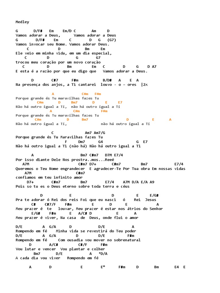 Medley de Louvores e Adoração | PDF | Deus | Amor, image size:768x1024