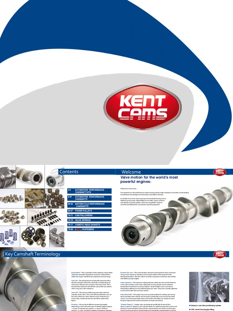 Kent Cams Catalogue 2016 PDF Propulsion Vehicle Technology
