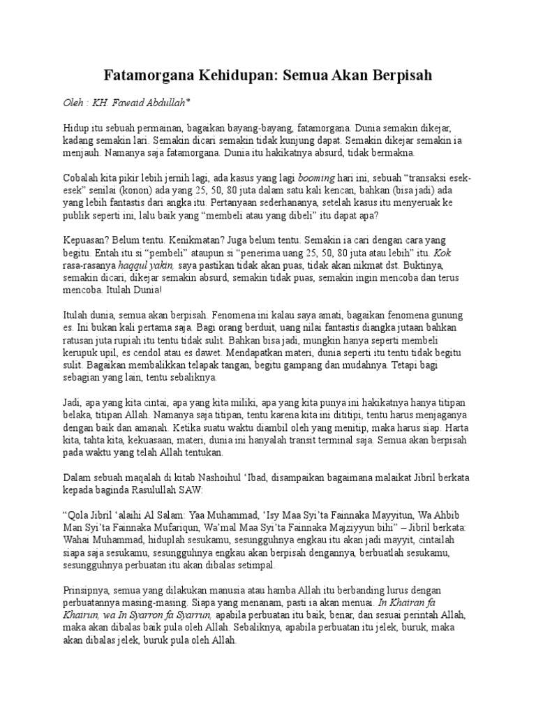 Fatamorgana Kehidupan Khutbah Jumat Pdf