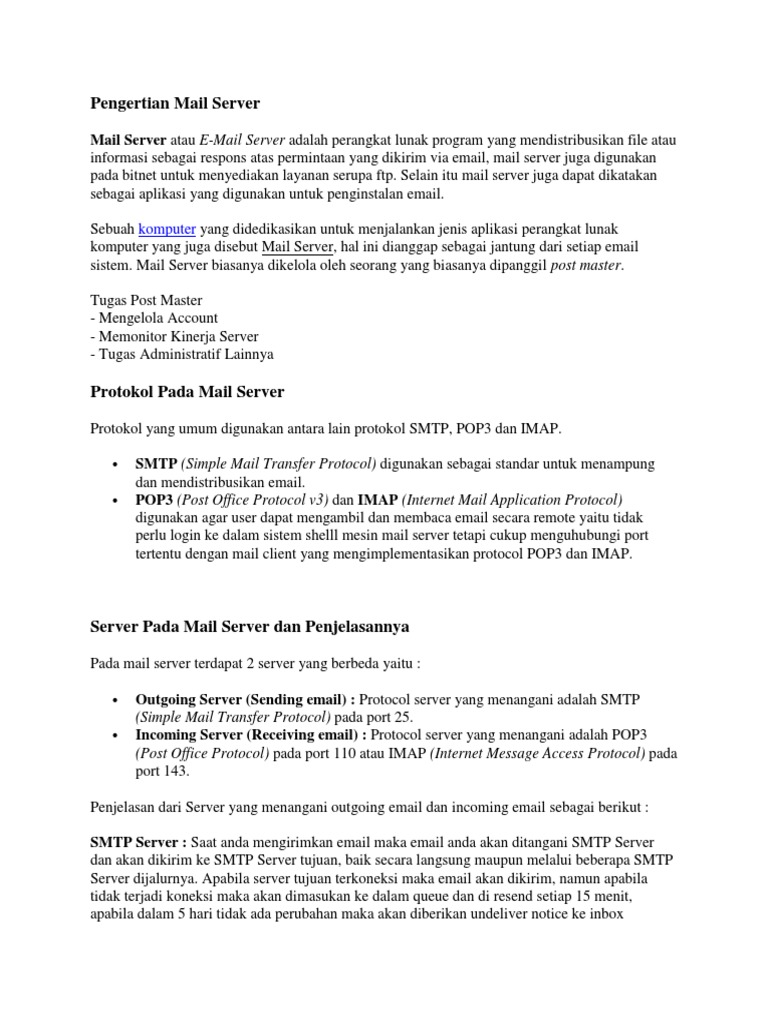 Pengertian dan Protokol Mail Server | PDF