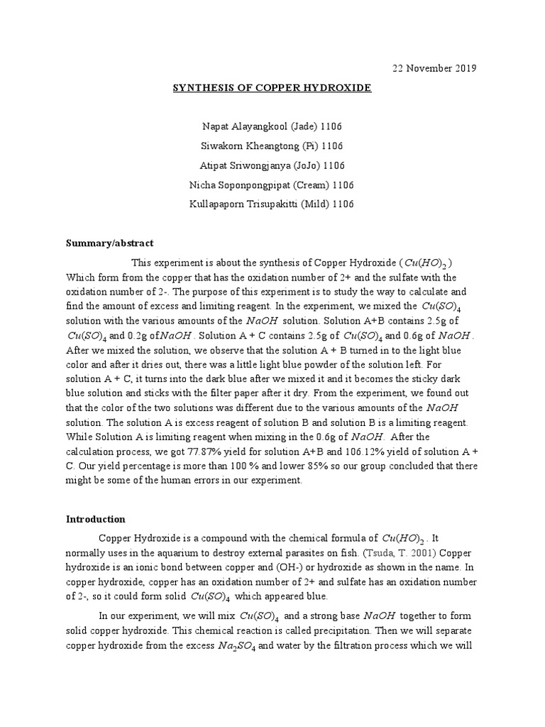 Chem Report PDF Filtration Hydroxide