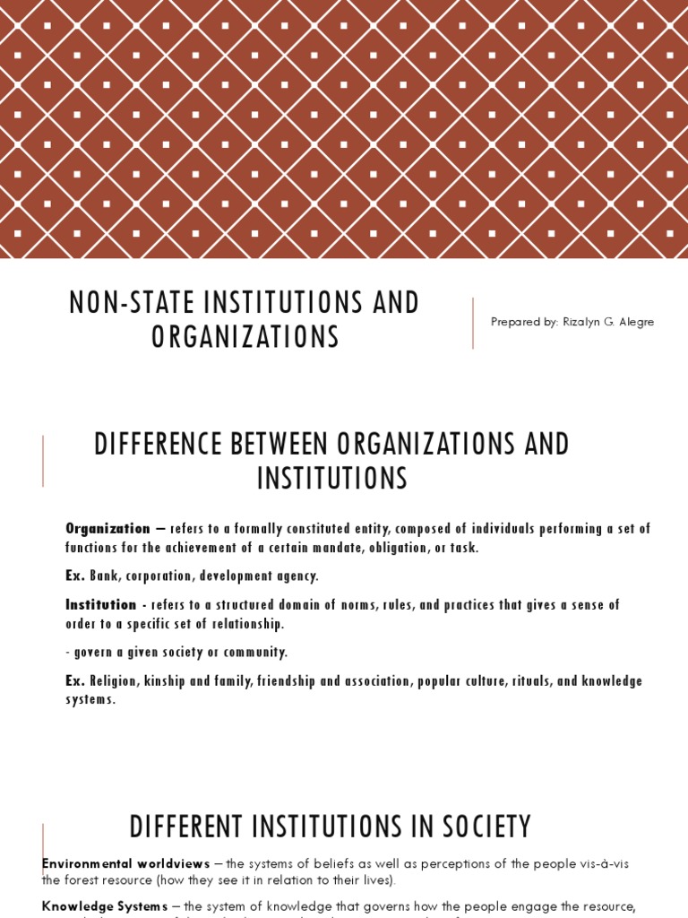 Nonstate institutions and organizations International Development