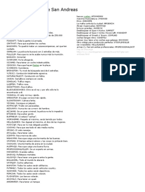 Claves de Gta San Andreas PC, PDF, Ocio