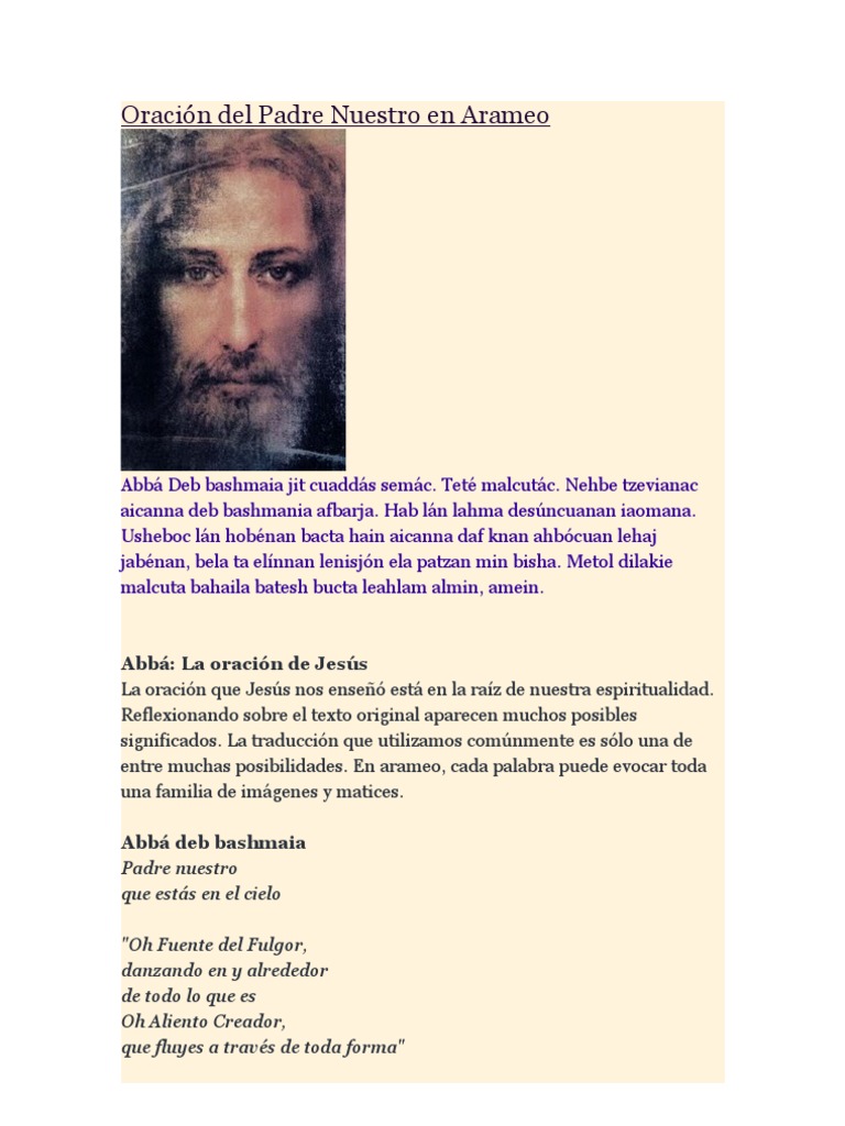 Padre Nuestro En Arameo Letra Y Pronunciacion