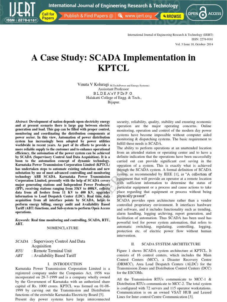 SCADA Implementation in KPTCL Power Stations | PDF | Scada | Electrical ...