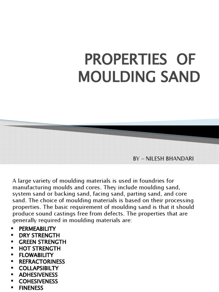 Properties of Moulding Sand Download Free PDF Casting (Metalworking