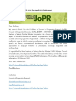 Jopr Call for Paper April 2020
