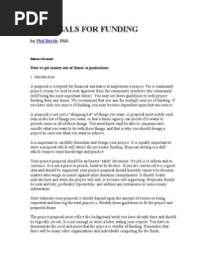 Proposals for Funding