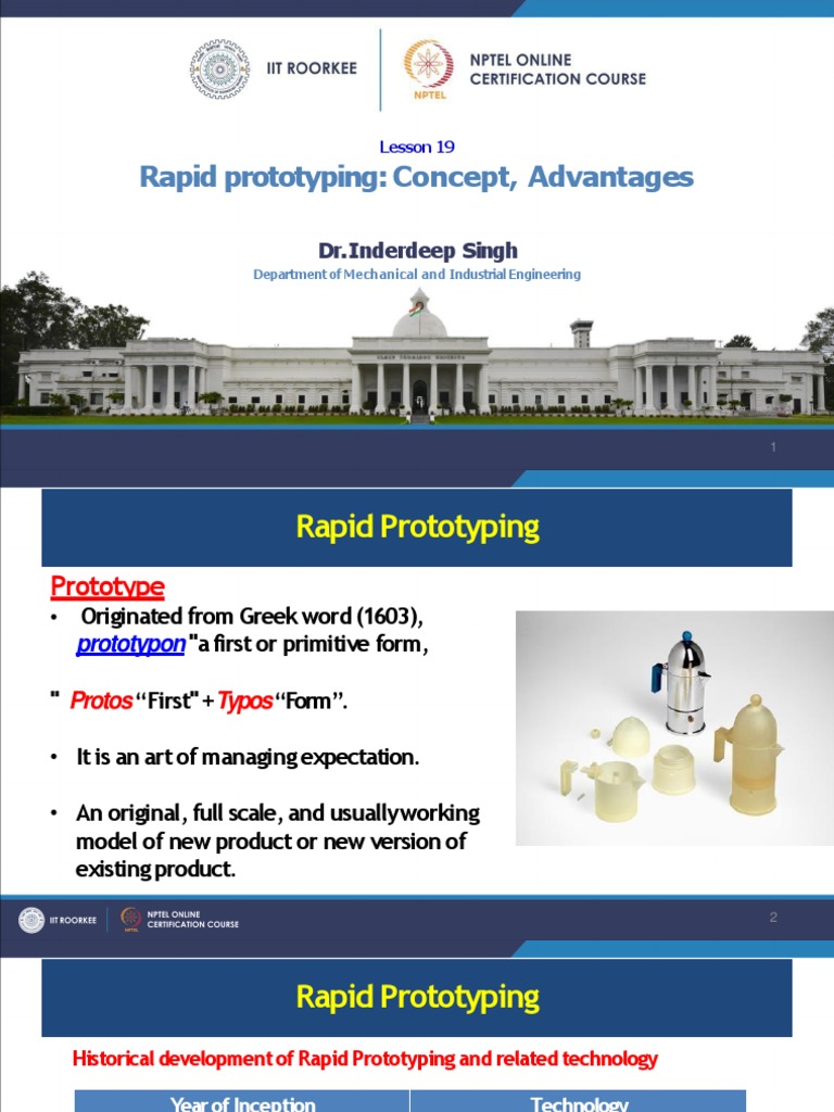 Lecture 19 Rapid Prototyping Concept, Advantages PDF | PDF | Computer ...