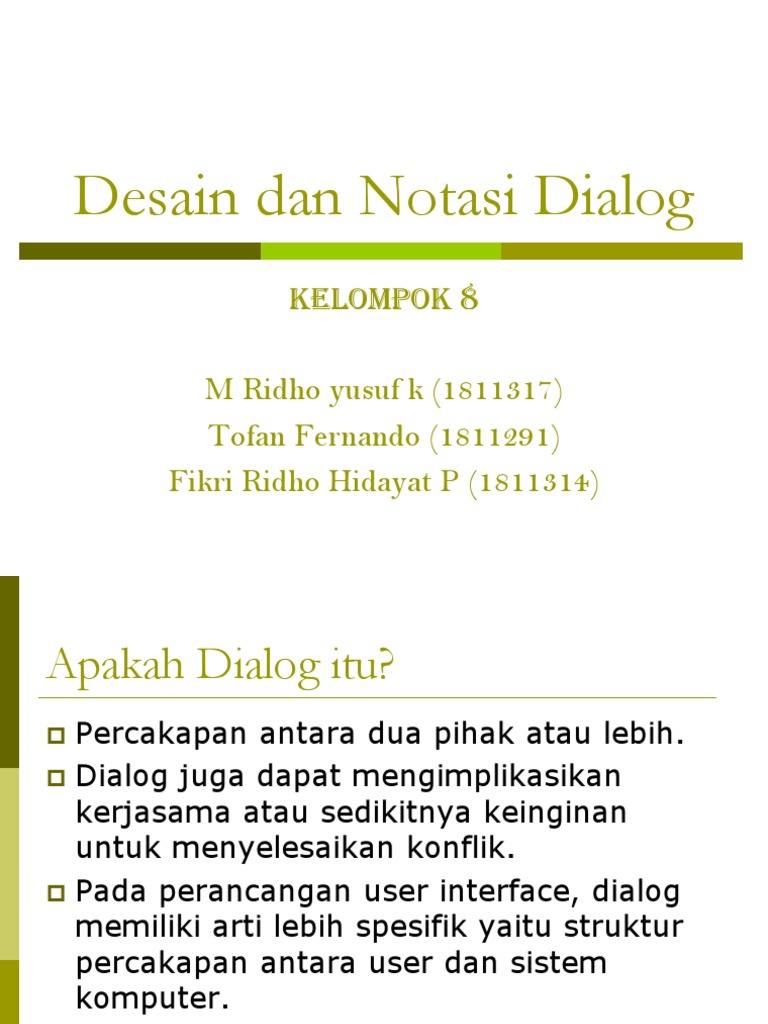 Desain Notasi Dialog dalam IMK | PDF