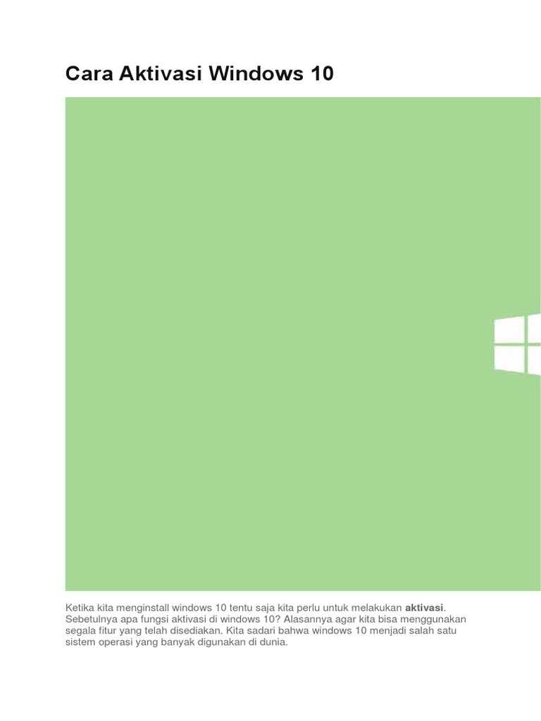 Cara Aktivasi Windows 10