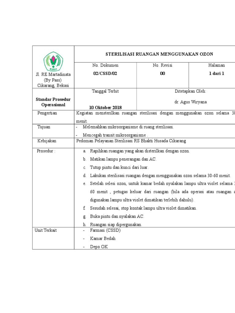 002 Spo CSSD Sterilisasi Ruangan Menggunakan Lampu Uv | PDF