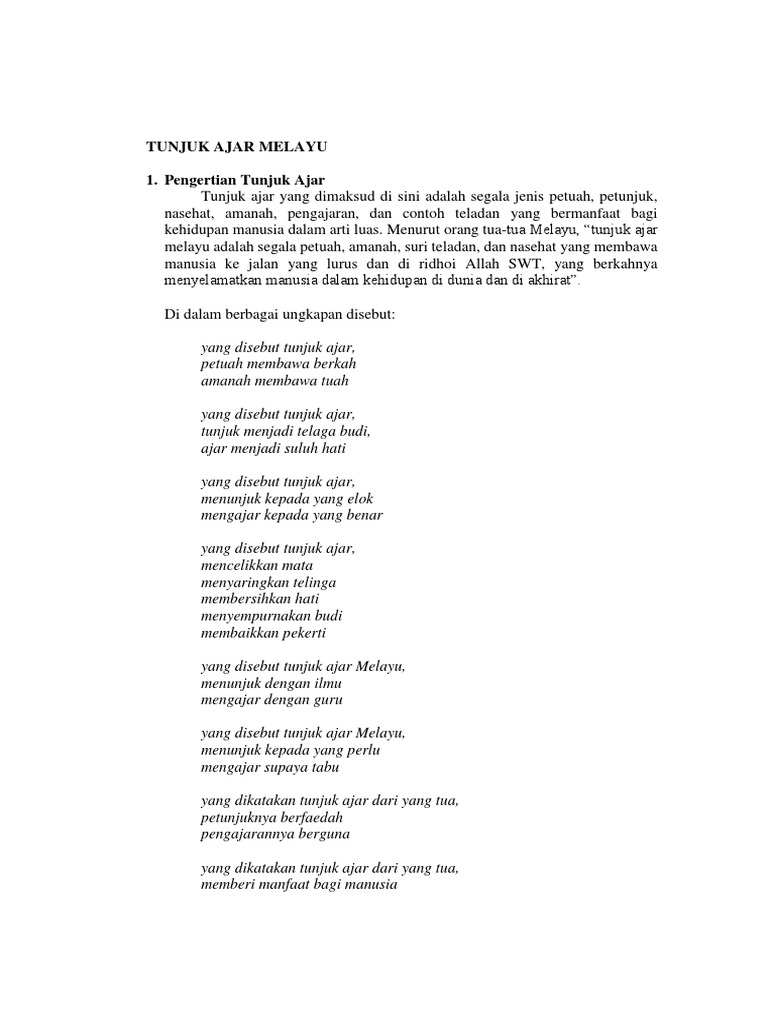 Tunjuk Ajar Melayu Pdf