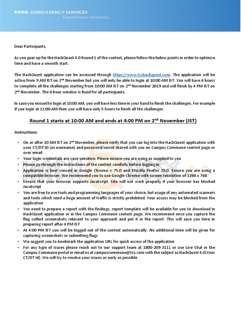 HackQuest 4.0 Round 1 Instructions | PDF | Java Script | Login