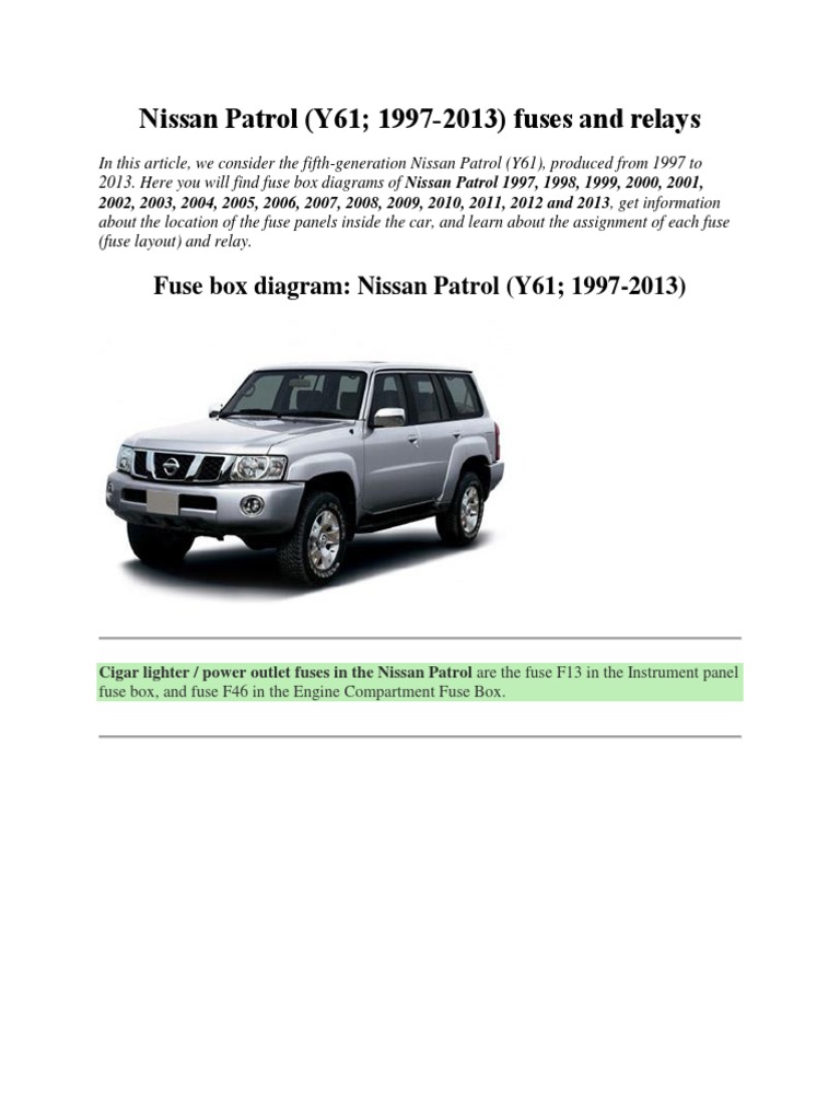 Nissan Patrol Fuse Box Vehicle Parts Vehicles
