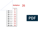 Tabla de Multiplicar Por 26