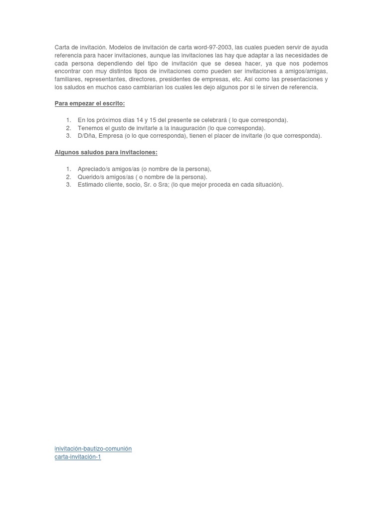 Carta de Invitación | PDF | Correo | Red mundial, image size:768x1024