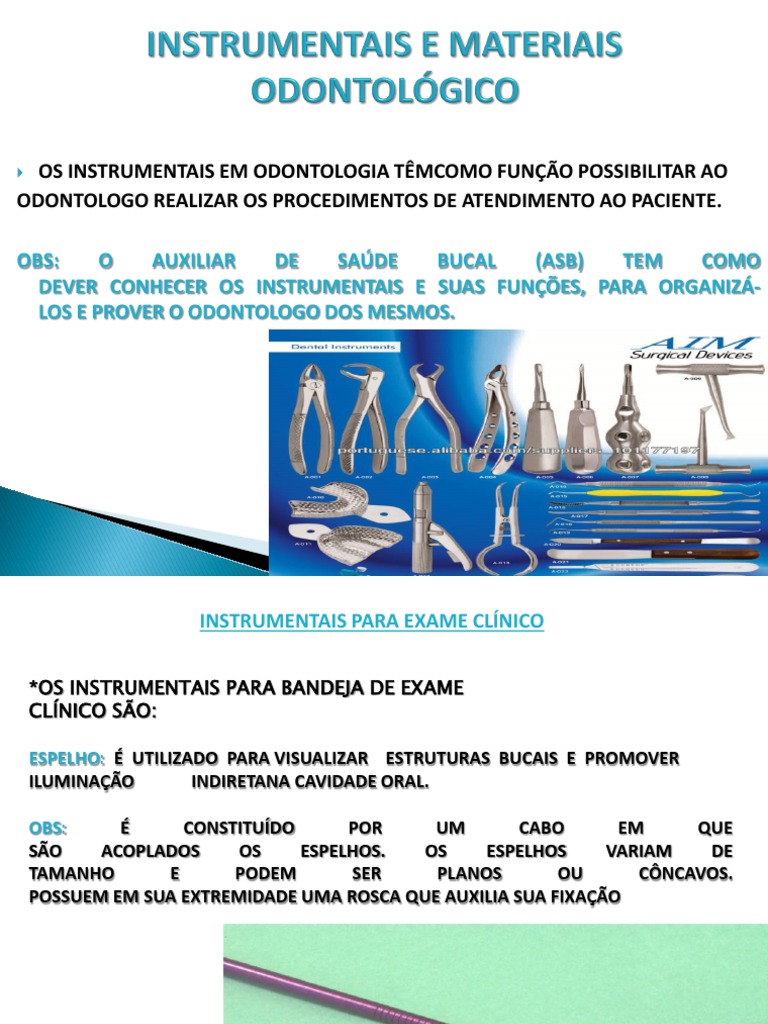 Instrumentos Odontológicos e Suas Funções | PDF | Dente | Boca