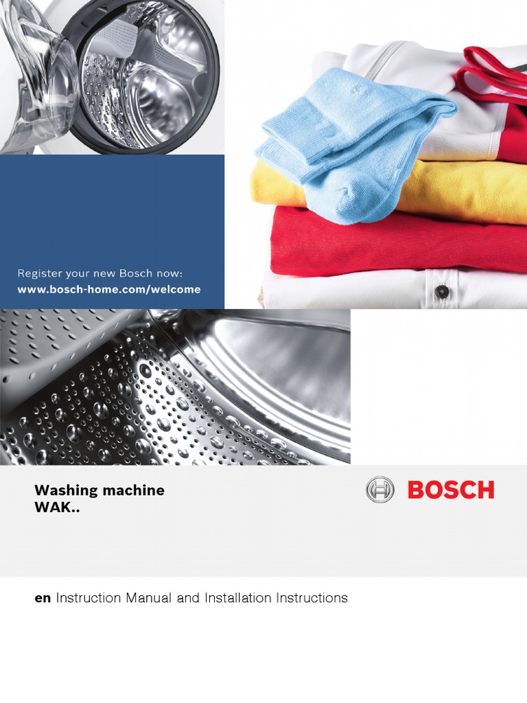 Bosch WAK24162AU Front Load Washing Machine User Manual | PDF | Ac Power Plugs Sockets | Washing Machine