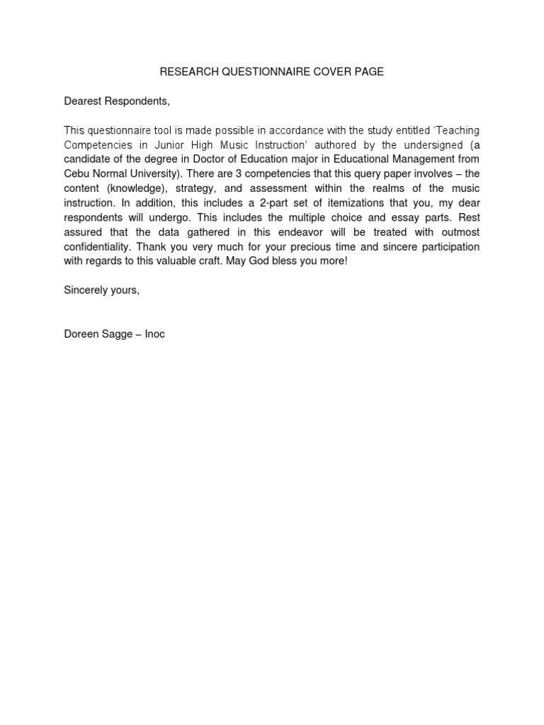 Research Questionnaire Final Format | PDF | Educational Assessment ...
