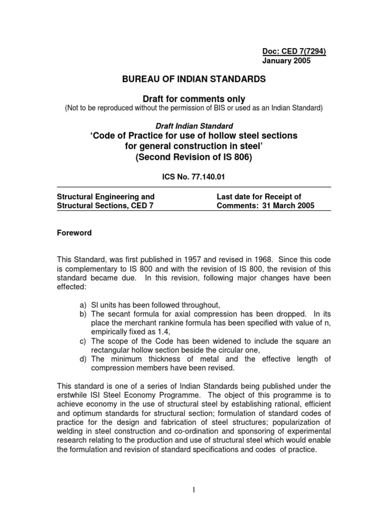 IS 806 Draft PDF | PDF