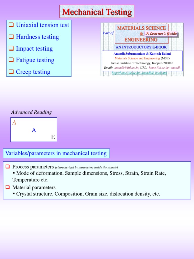 Mechanical Testing Methods Overview | PDF | Hardness | Deformation ...