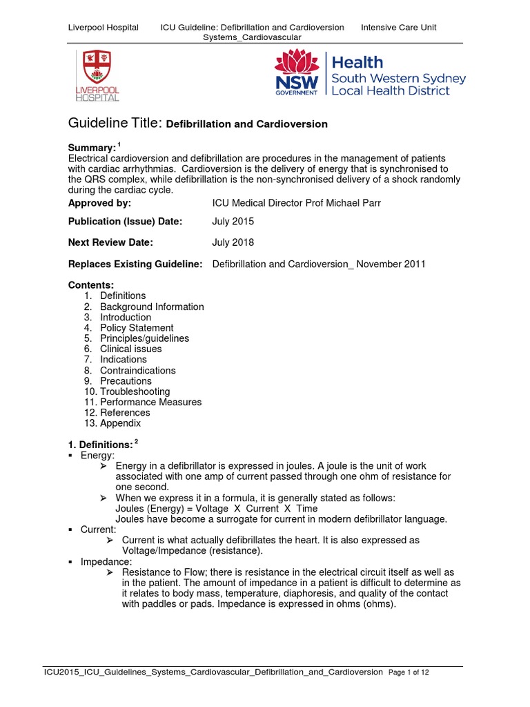 Defibrillation and Cardioversion PDF PDF Artificial Cardiac