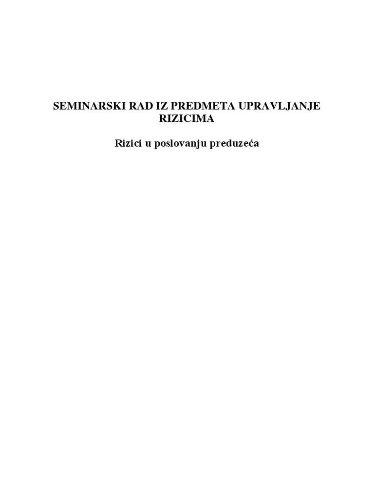 Upravljanje Rizicima | PDF