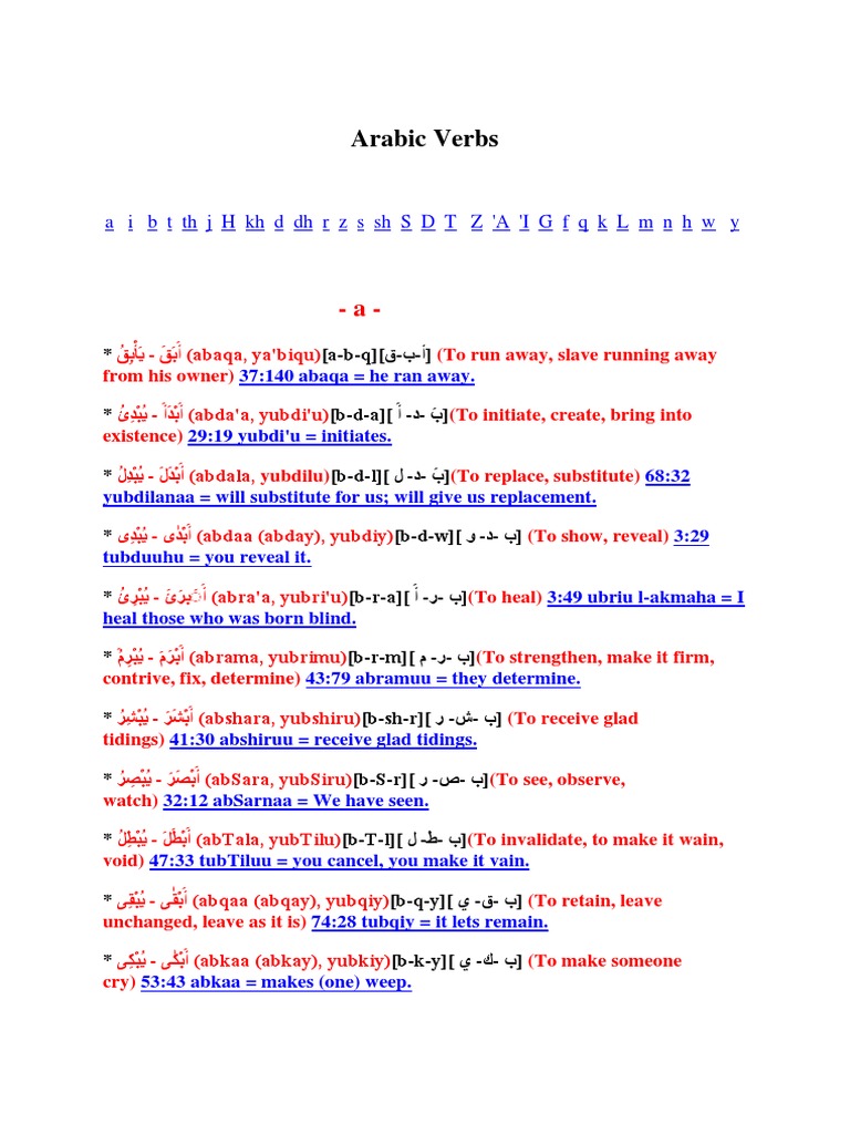 Arabic Verb Forms and Meanings | PDF