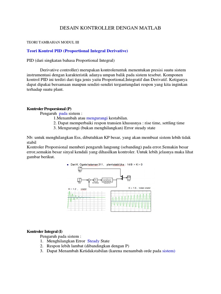 Desain Kontrol PID dengan MATLAB | PDF
