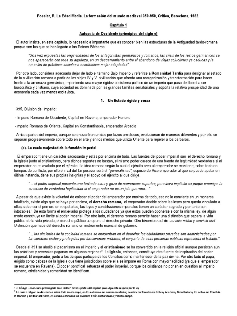 FOSSIER La Formación Del Mundo Medieval - Michel Rouche | PDF | imperio ...