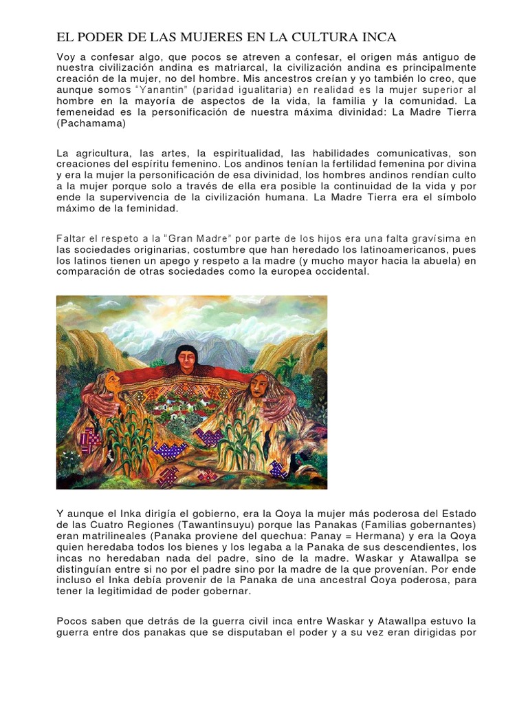 El Poder de Las Mujeres en La Cultura Inca | PDF | Imperio Inca