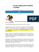 MTPE precisa las reglas para cambiar HORARIOS - precedente vinculante