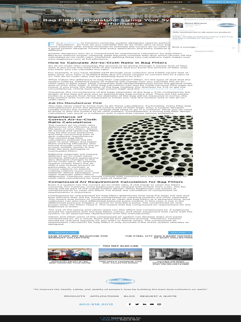 Bag Filter Calculation Sizing Your System For Performance PDF Nature