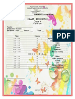 Grade 5 Class Program Schedule
