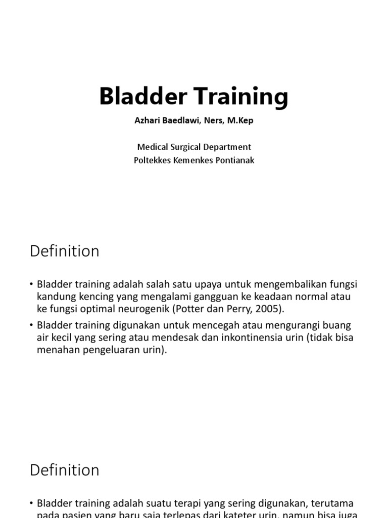 Prosedur dan Tujuan Bladder Training | PDF