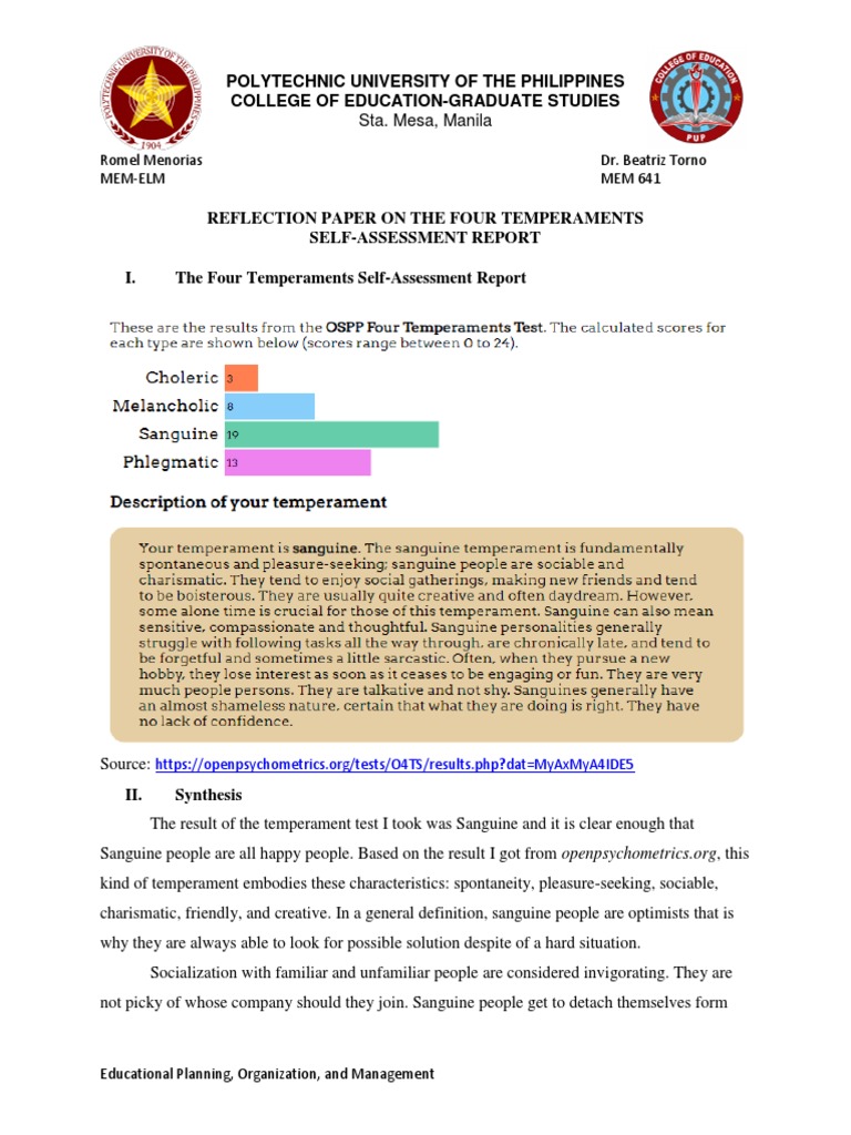 Reflection Paper-MEM641 | PDF | Temperament | Social Psychology