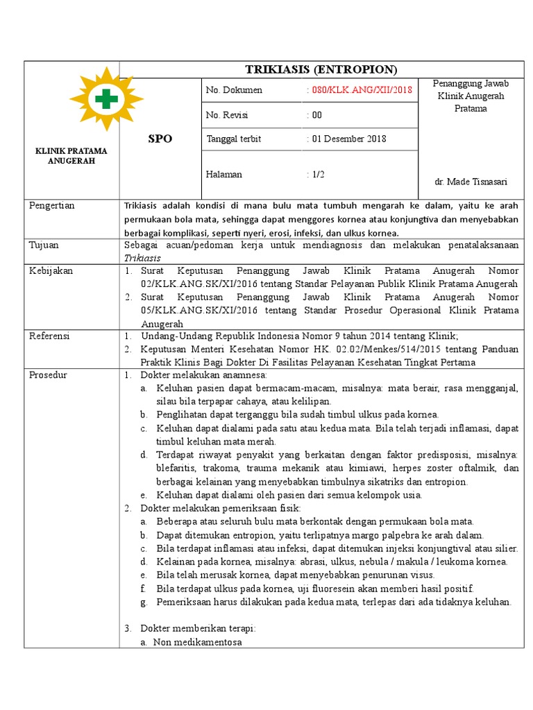 Tatalaksana Trikiasis di Klinik Pratama | PDF