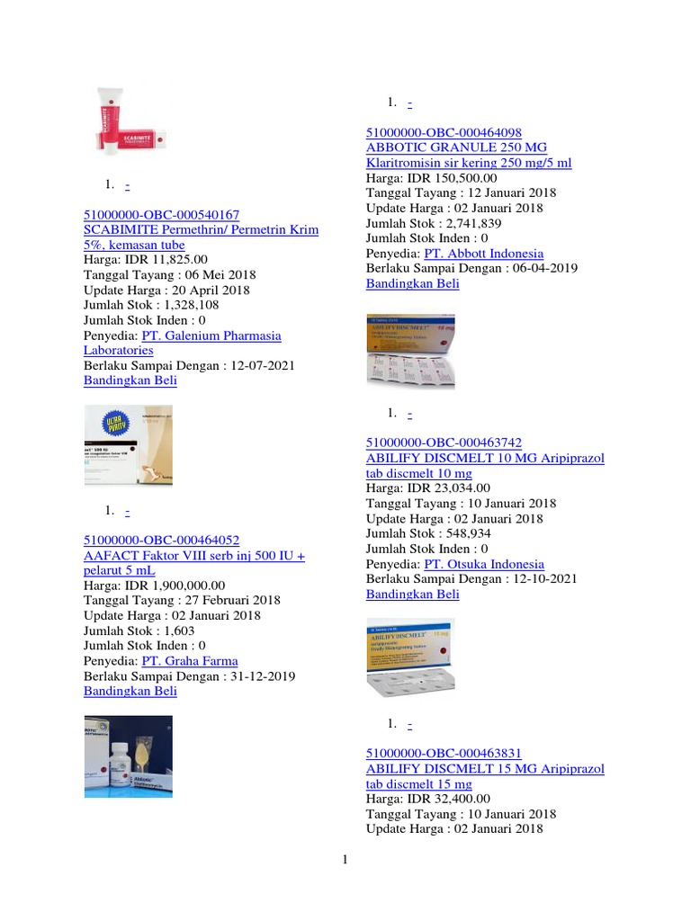 Daftar Harga Obat dan Stok 2018 | PDF | Kesehatan Holistik