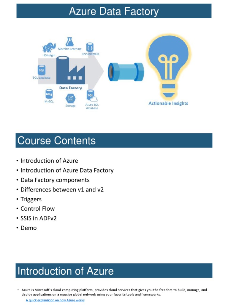 Azure Data Factory | PDF | Parameter (Computer Programming) | Microsoft ...