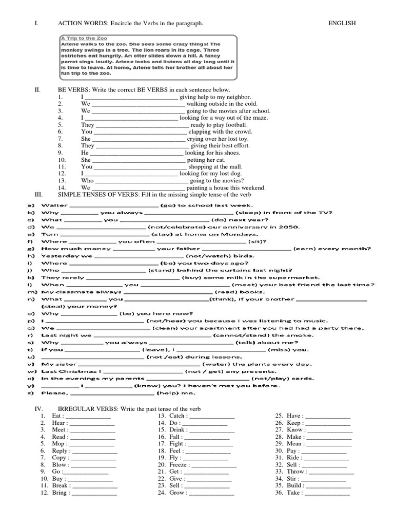 English Pdf Verb English Language