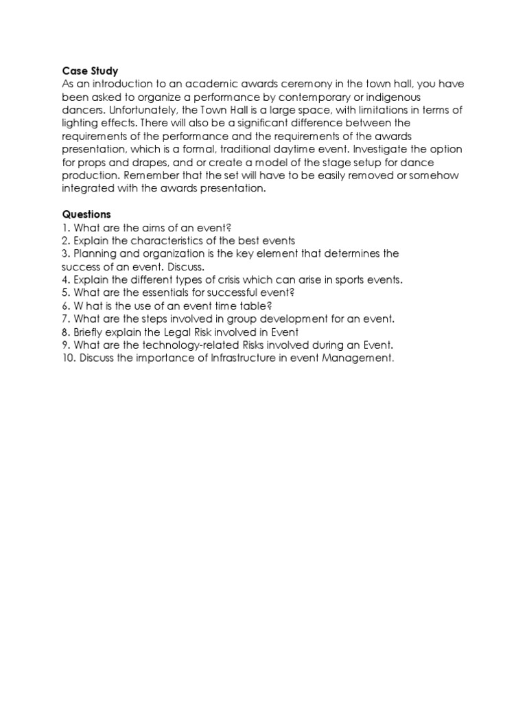 Case Study 1 EVENTS | PDF | Business