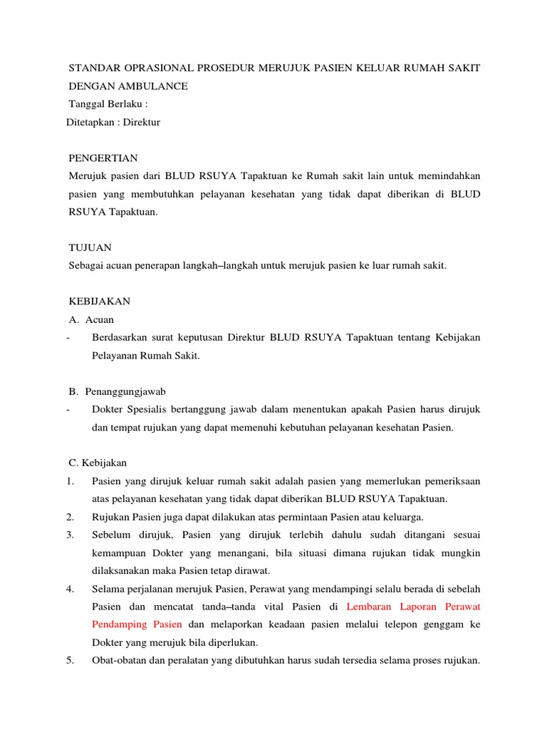 Sop Rujuk Pasien | PDF
