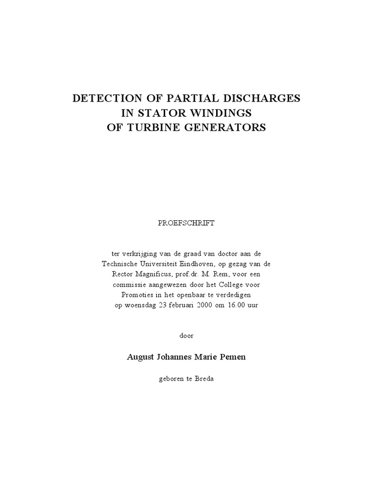 Detection of Partial Discharges in Stator Windings of Turbine ...