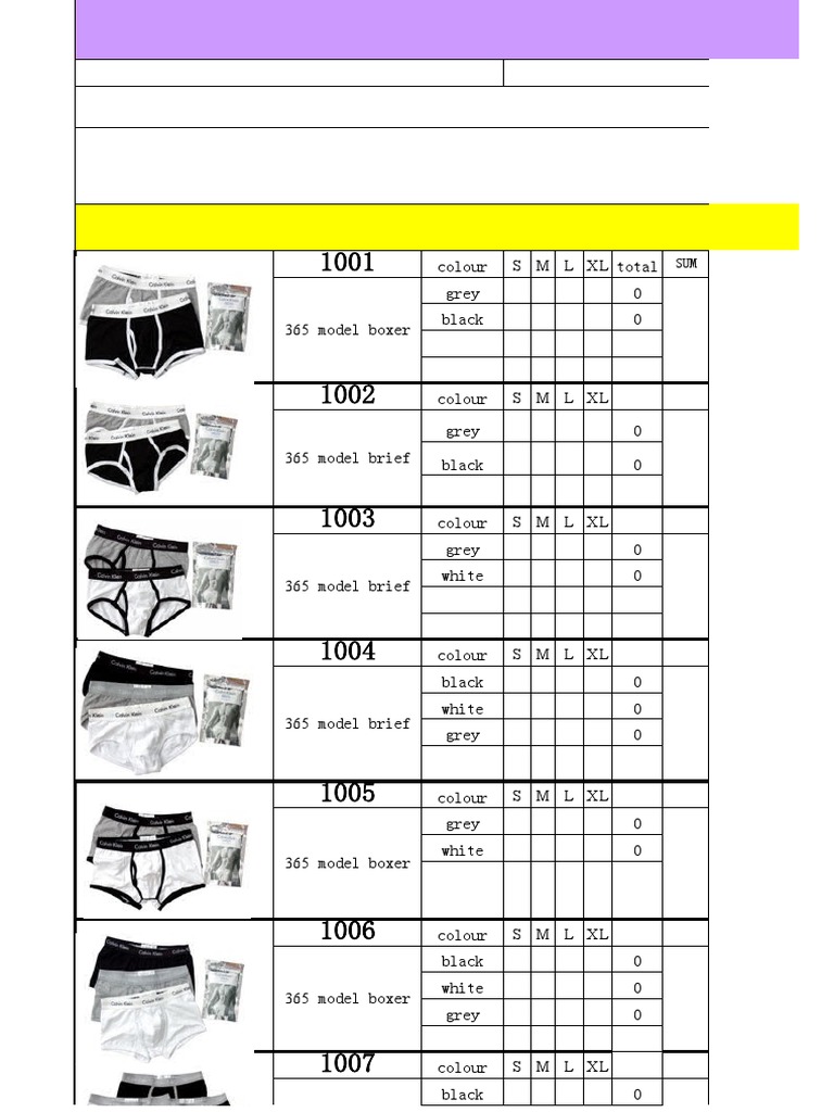 Calvin Klein Men's Underwear Size Guide | PDF | Color | Fifa World Cup