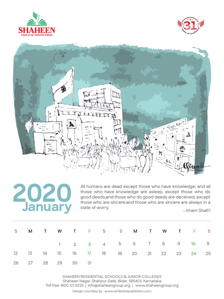 Shaheen Table Calendar PDF Shia Islam Islamic Branches