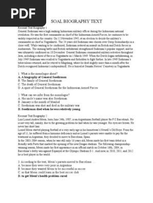 Soal Biography Text Sports Nature