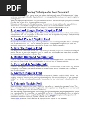 7 Basic Napkin Folding Techniques for Your Restaurant
